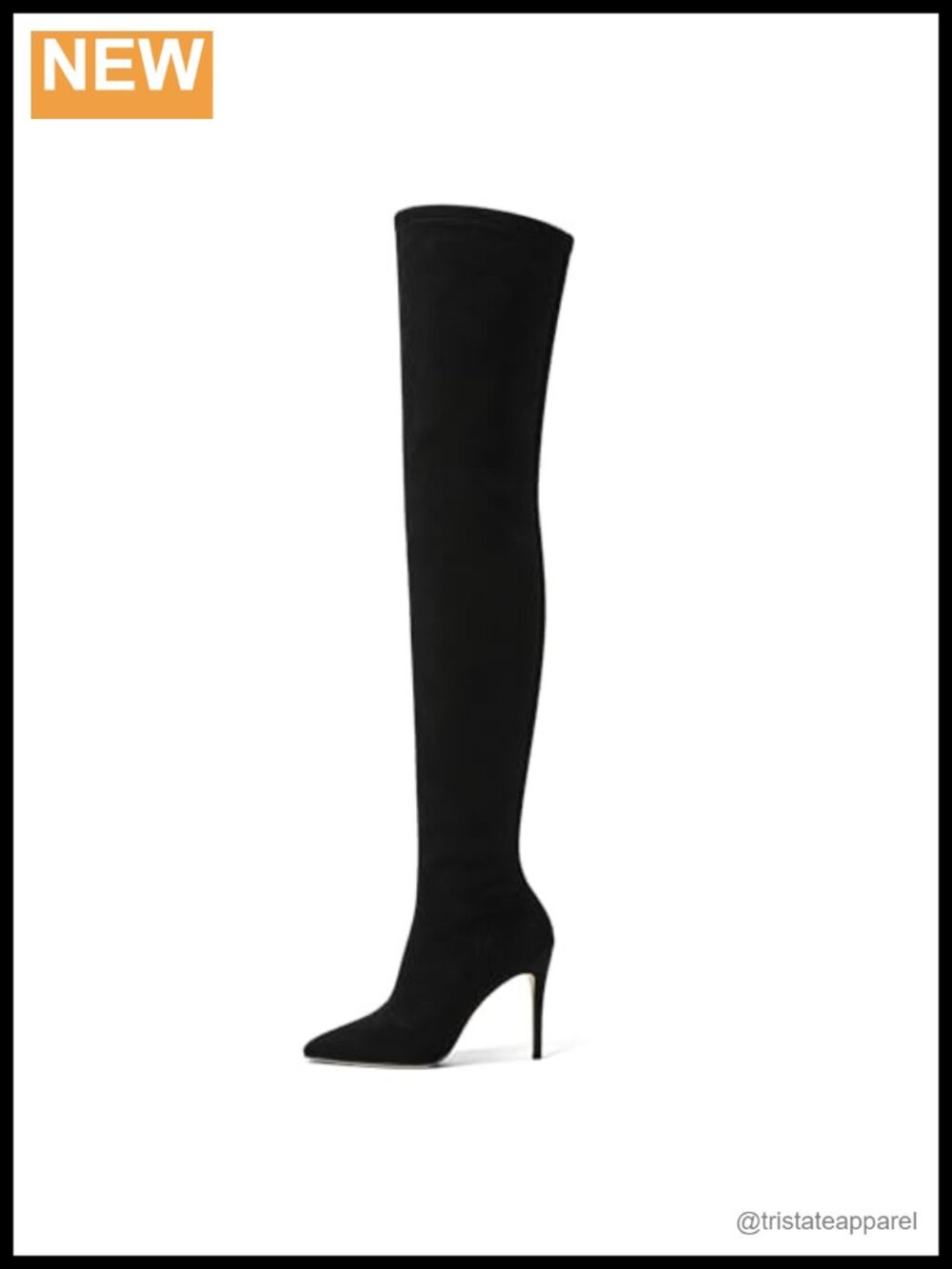 Thigh High Boots Stiletto Heel Pointed Toe Faux Suede Side Zipper Over the Knee